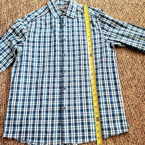 Kenneth Cole Reaction Business Dress Plaid Button Down - Size M - Cerulean Blue - Picture 10 of 14